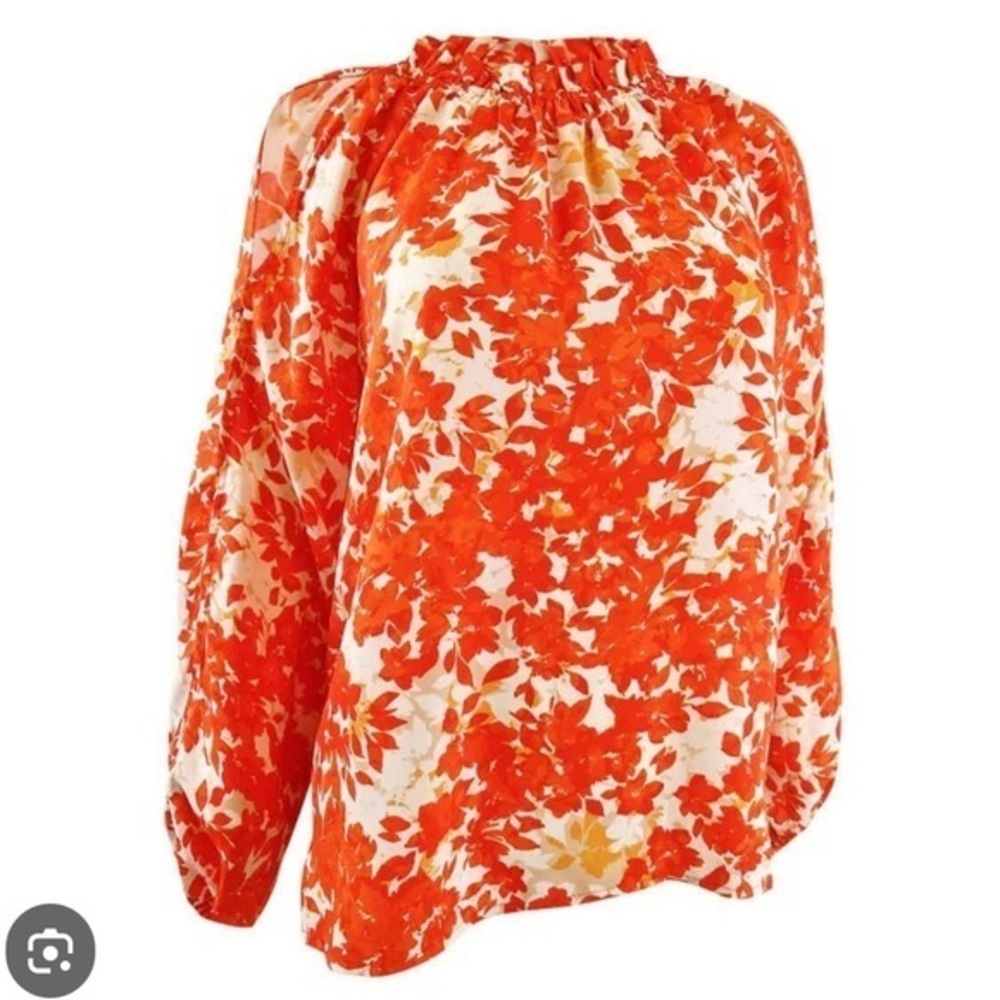 EUC Vince Camuto Floral Cut Out Shoulders Top Size PM
